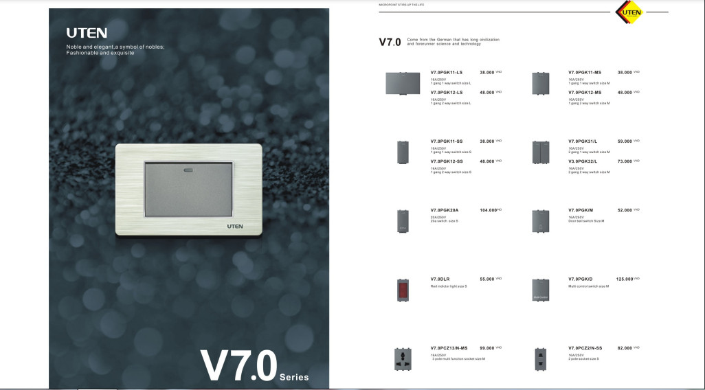 G. Bảng Báo giá mặt công tắc UTEN V7.0 Series